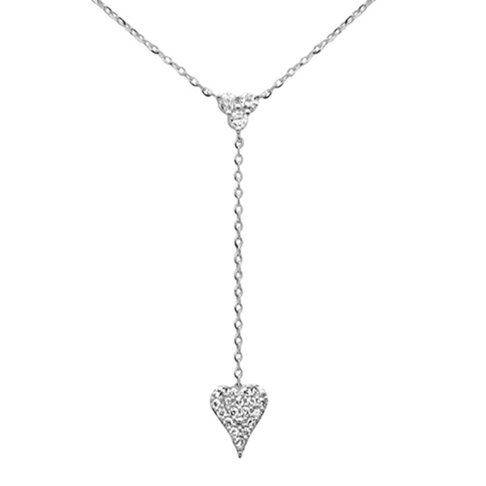 DIAMOND CLOSEOUT! .18ct G SI 14K White Gold Diamond Heart Shape Drop Pendant Necklace  16+2" Ext Long