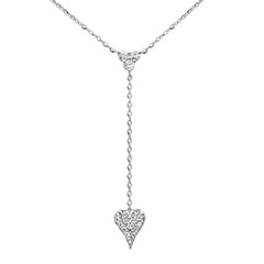 DIAMOND CLOSEOUT! .18ct G SI 14K White Gold Diamond Heart Shape Drop Pendant Necklace  16+2" Ext Long