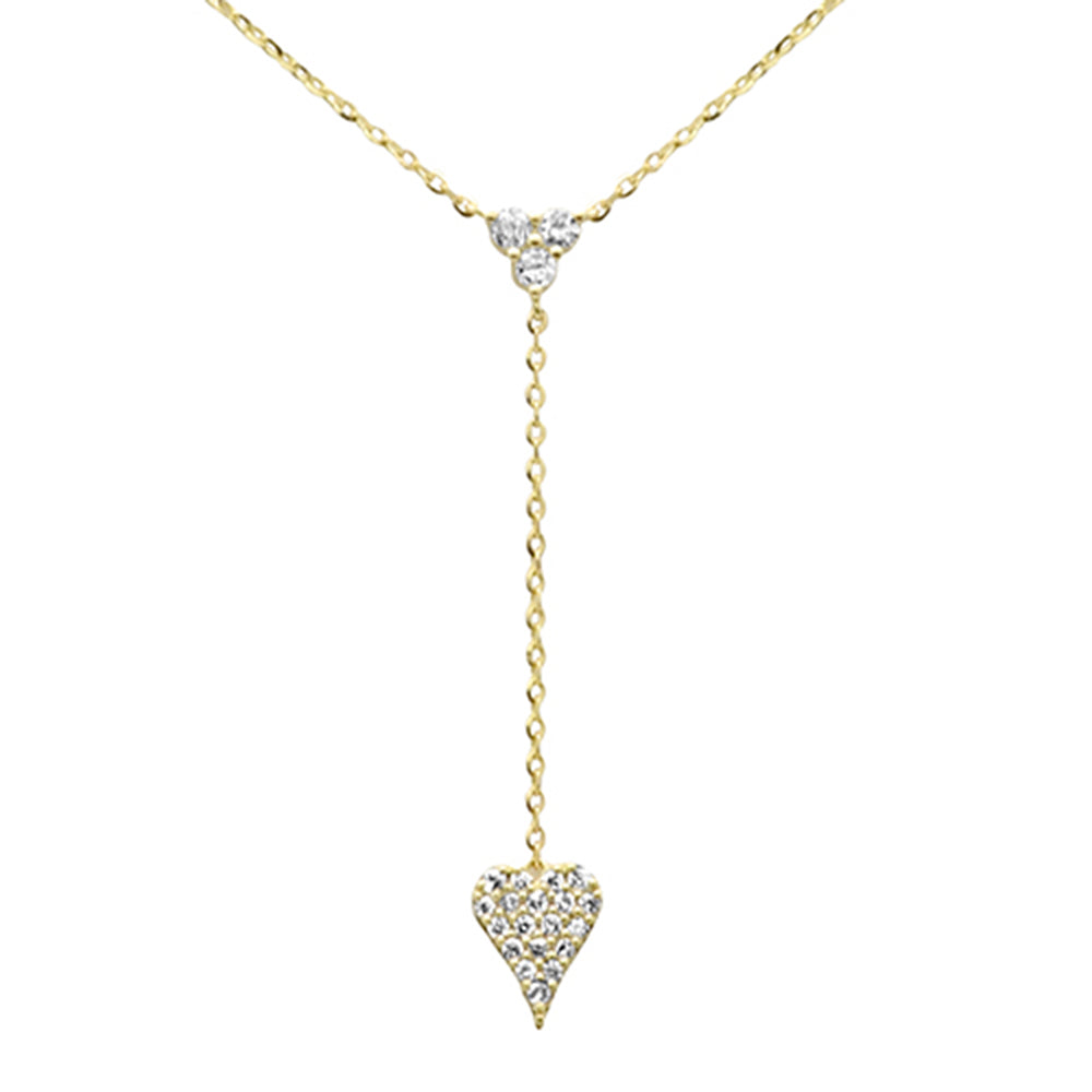 DIAMOND CLOSEOUT! .17ct G SI 14K Yellow Gold Diamond Heart Shape Drop Pendant Necklace  16+2" Ext Long