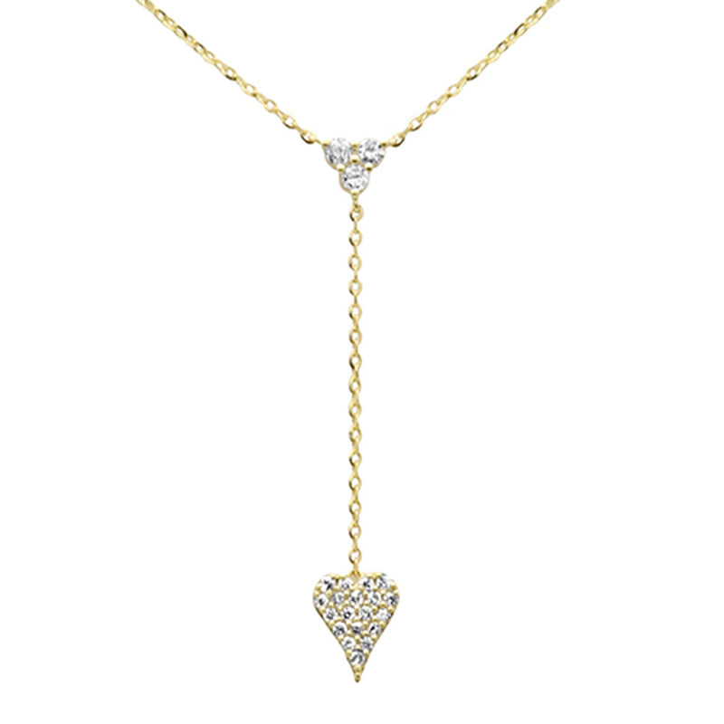 DIAMOND CLOSEOUT! .17ct G SI 14K Yellow Gold Diamond Heart Shape Drop Pendant Necklace  16+2" Ext Long