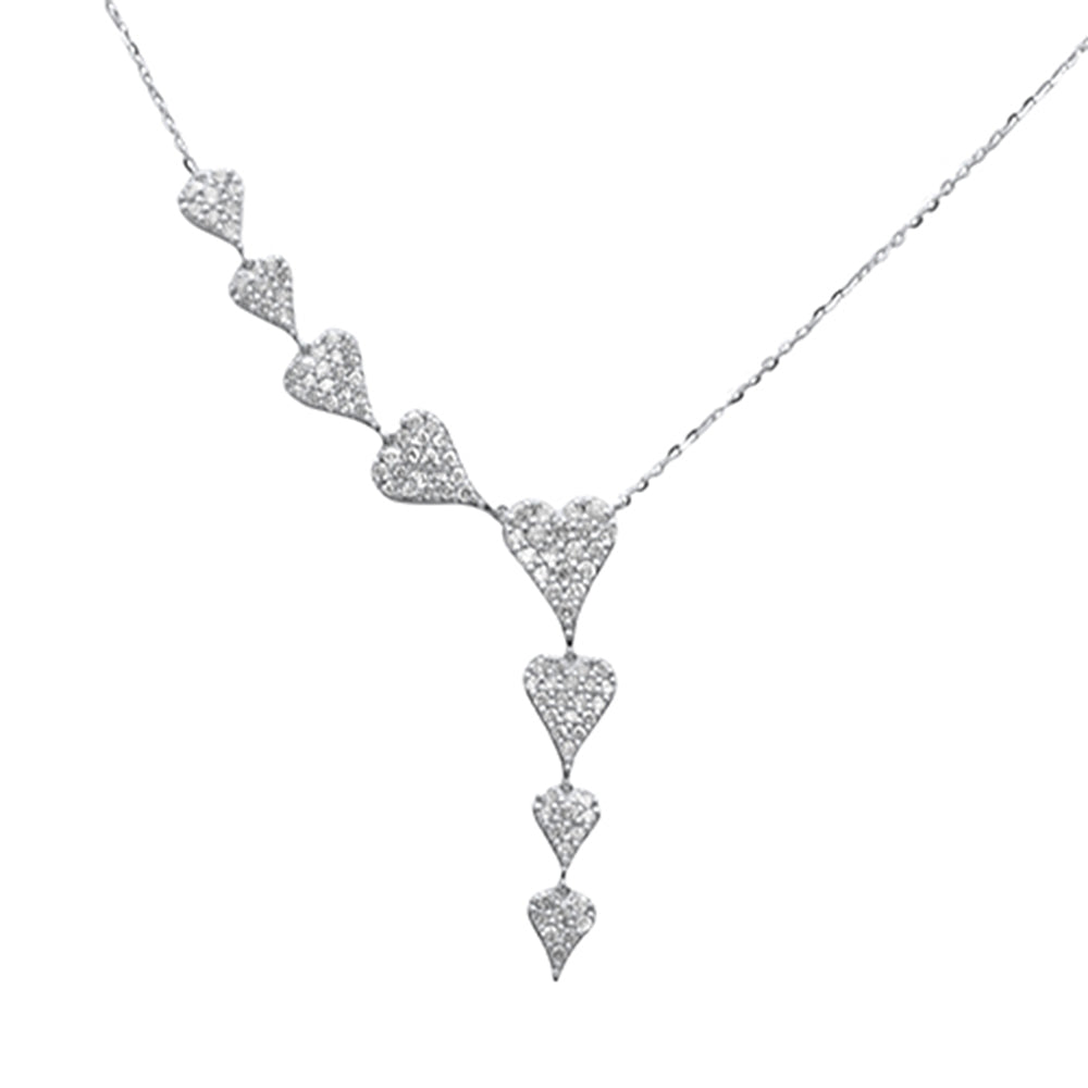 SPECIAL! .81ct G SI 14K White Gold Diamond Heart Shape Drop Pendant Necklace  16+2" Ext Long