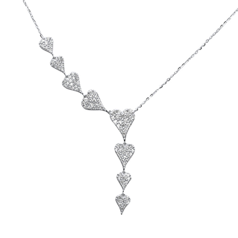 SPECIAL! .81ct G SI 14K White Gold Diamond Heart Shape Drop Pendant Necklace  16+2" Ext Long