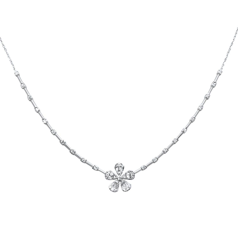 DIAMOND CLOSEOUT!  .51ct G SI 14K White Gold Round & Baguette Diamond Pendant Necklace 16+2" Ext Long
