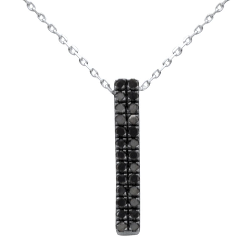 SPECIAL! .20ct G SI 14K White Gold Black Diamond Drop Pendant Necklace 18" Long