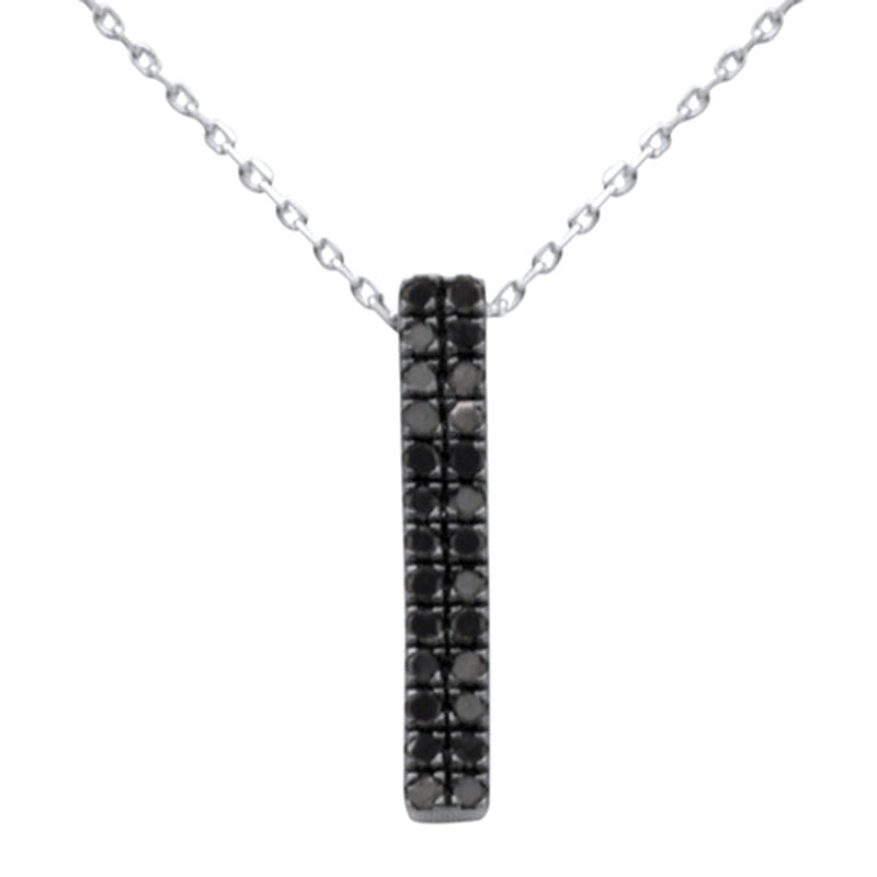 SPECIAL! .20ct G SI 14K White Gold Black Diamond Drop Pendant Necklace 18" Long