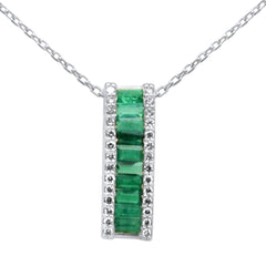 SPECIAL! .85ct G SI 14K Yellow Gold Diamond & Emerald Gemstones Pendant Necklace 18" Long