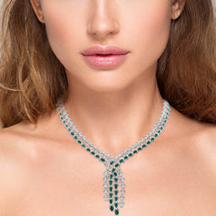SPECIAL! 10.38ct G SI 14K White Gold Diamond & Natural Emerald Gemstones Pendant Necklace 16" Long