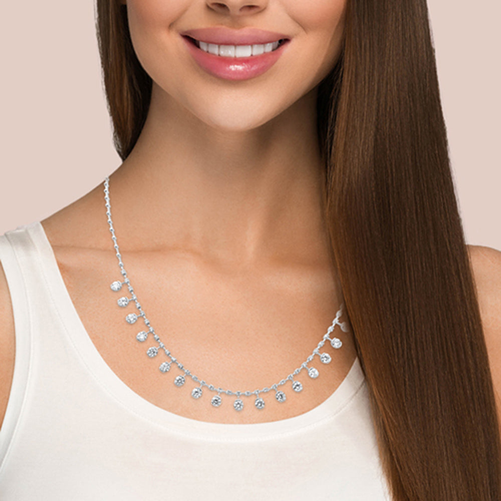 SPECIAL! 5.78ct G SI 14K White Gold Diamond Elegant Drop Pendant Necklace 16" Long