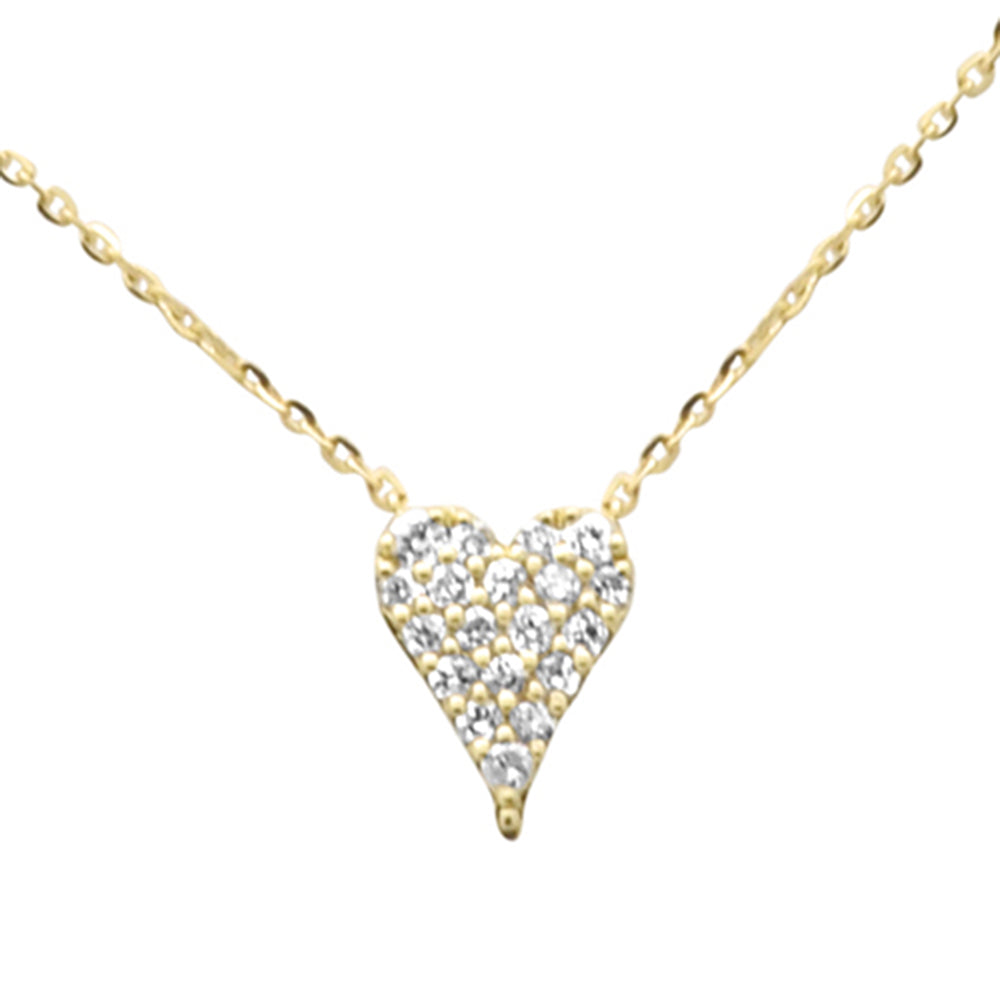 SPECIAL! .14ct G SI 14K Yellow Gold Heart Shape Diamond Pendant Necklace 18" Long