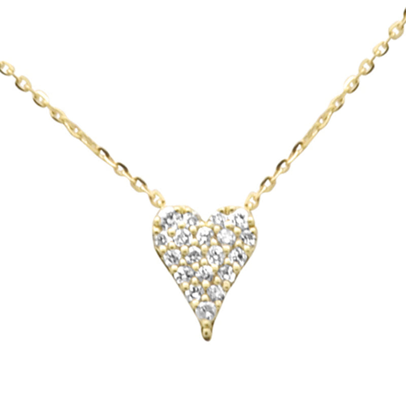 SPECIAL! .14ct G SI 14K Yellow Gold Heart Shape Diamond Pendant Necklace 18" Long