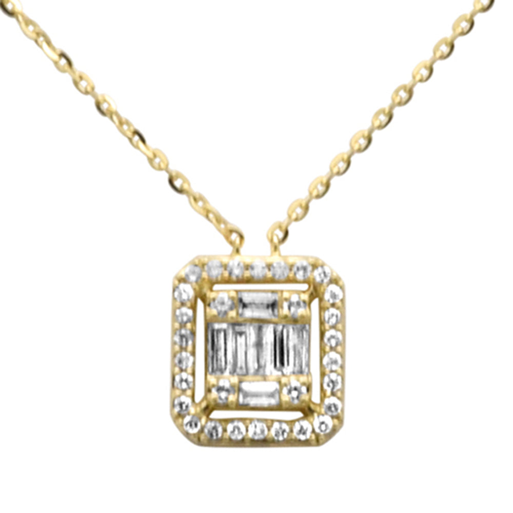 SPECIAL! .25ct G SI 14K Yellow Gold Round & Baguette Diamond Pendant Necklace 18" Long