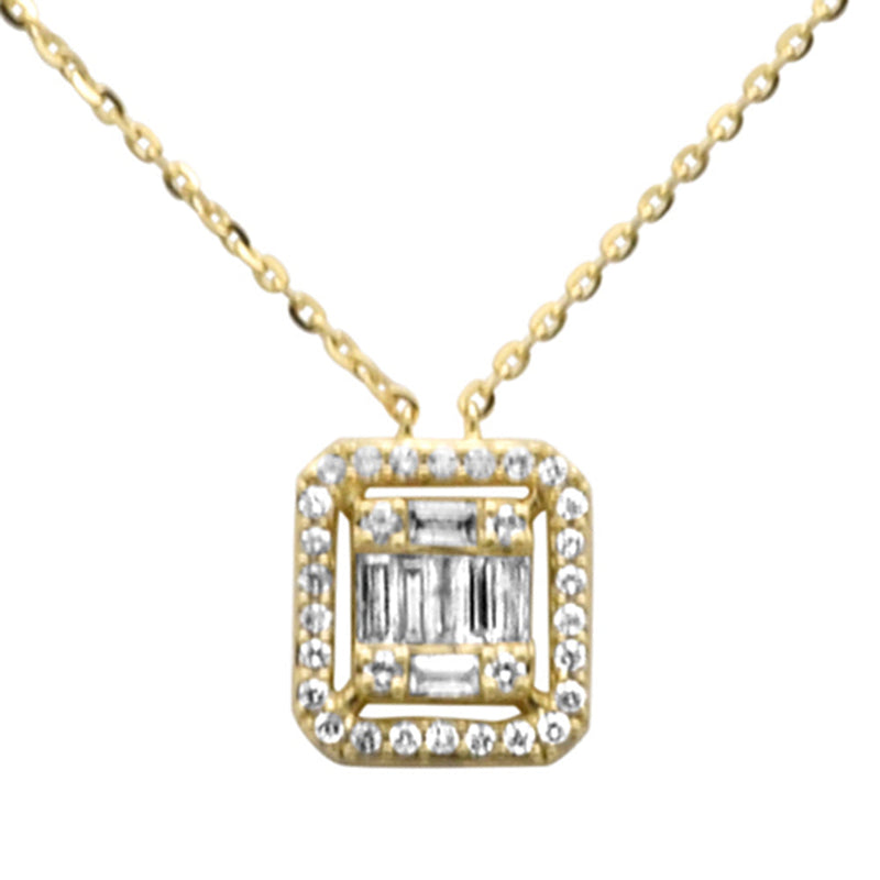 SPECIAL! .25ct G SI 14K Yellow Gold Round & Baguette Diamond Pendant Necklace 18" Long