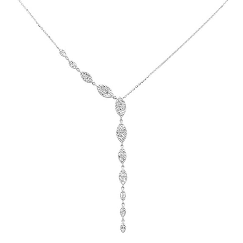 DIAMOND CLOSEOUT! .68ct G SI 14K White Gold Diamond Drop Pendant Necklace 18" Long