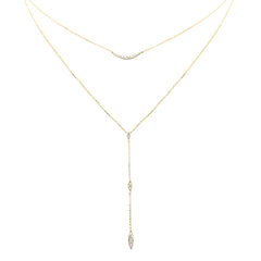 SPECIAL! .26ct G SI 14K Yellow Gold Diamond Double Layers Drop Pendant Necklace 18" Long
