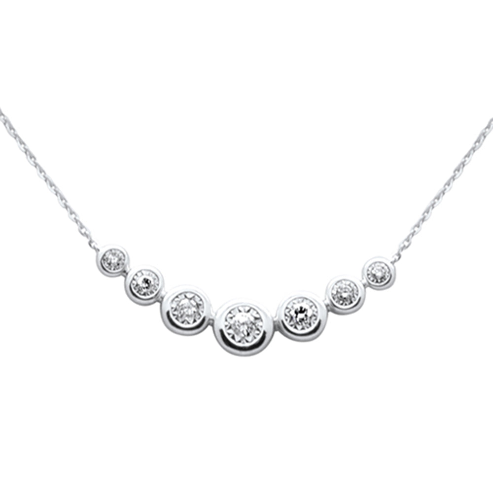 SPECIAL!.14ct G SI 14K White Gold Diamond Graduated Pendant Necklace 18" Long