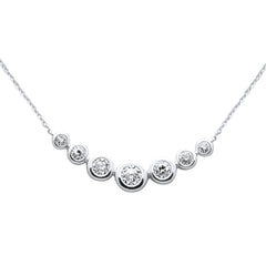 SPECIAL!.14ct G SI 14K White Gold Diamond Graduated Pendant Necklace 18" Long