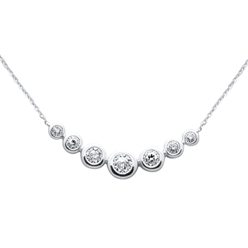 SPECIAL!.14ct G SI 14K White Gold Diamond Graduated Pendant Necklace 18" Long