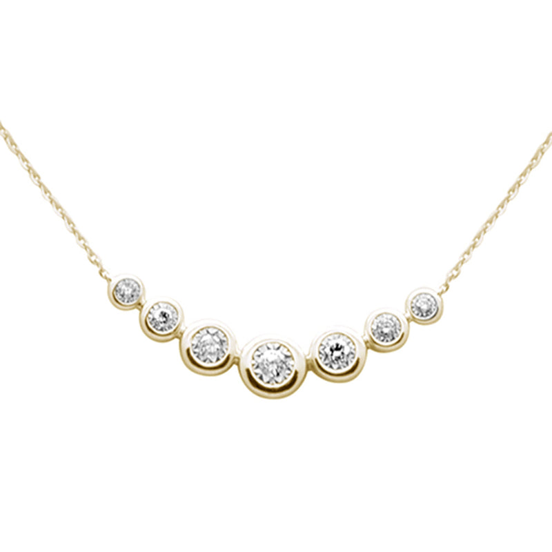 SPECIAL!.14ct G SI 14K Yellow Gold Graduated Diamond Pendant Necklace 18" Long