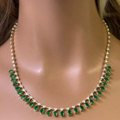 SPECIAL! 10.34ct G SI 14K Yellow Gold Diamond & Natural Emerald Gemstones Pendant Necklace 16+2" Ext