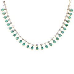 SPECIAL! 10.34ct G SI 14K Yellow Gold Diamond & Natural Emerald Gemstones Pendant Necklace 16+2" Ext