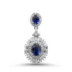 SPECIAL!4.39 G SI 14K White Gold Diamond & Blue Sapphire Gemstones Pendant