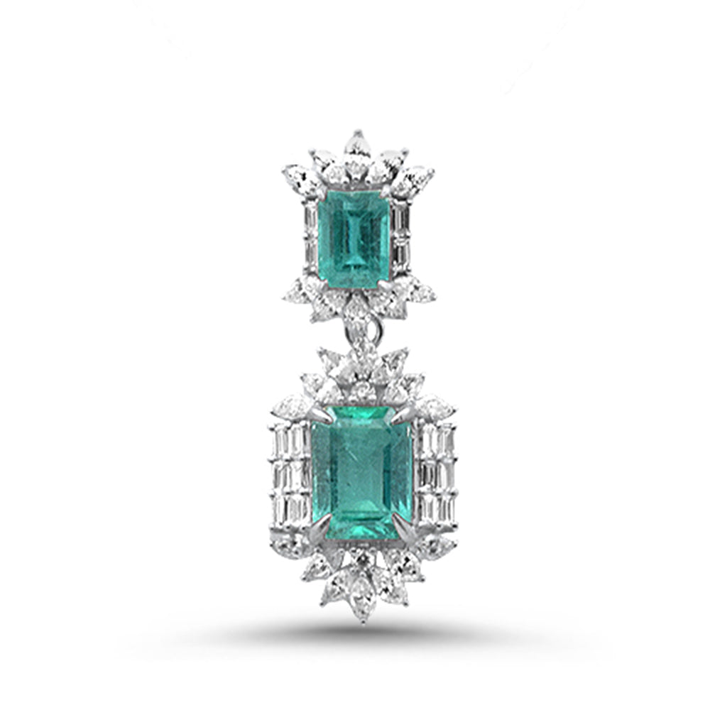 SPECIAL!5.64ct G SI 14K White Gold Diamond & Natural Emerald Gemstones Pendant