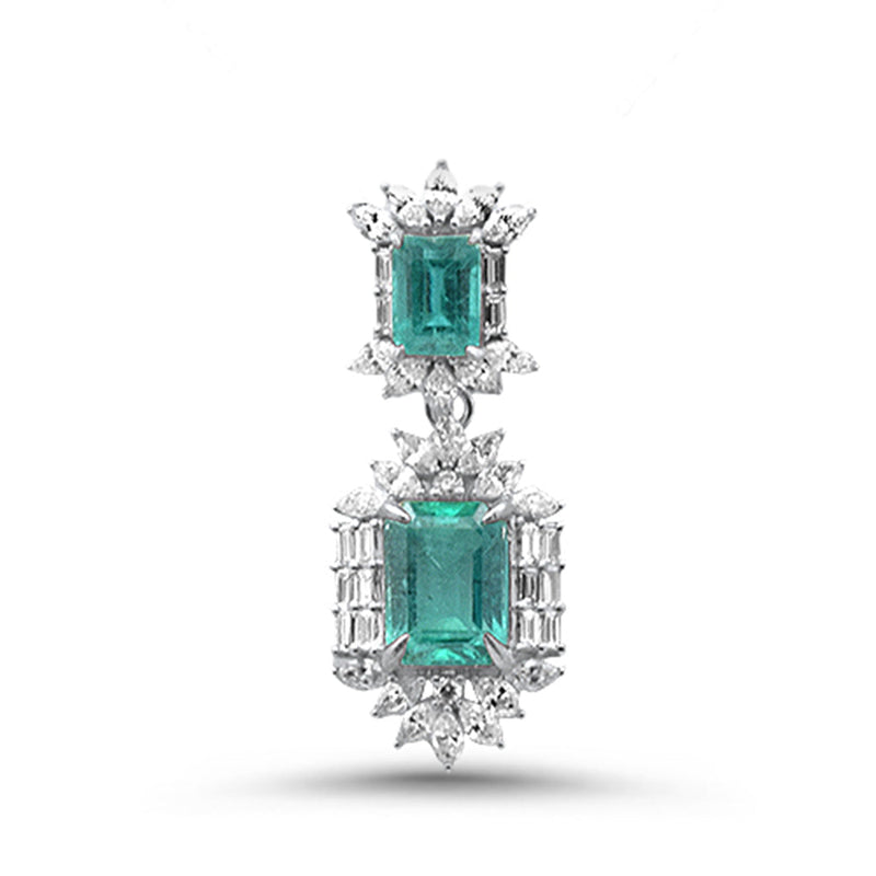 SPECIAL!5.64ct G SI 14K White Gold Diamond & Natural Emerald Gemstones Pendant