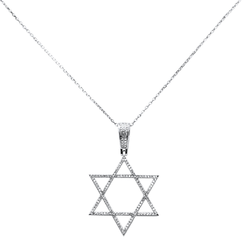 SPECIAL! .24ct G SI 14K White Gold Diamond Star of David Pendant Necklace 18" Long Chain