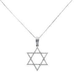 SPECIAL! .24ct G SI 14K White Gold Diamond Star of David Pendant Necklace 18" Long Chain