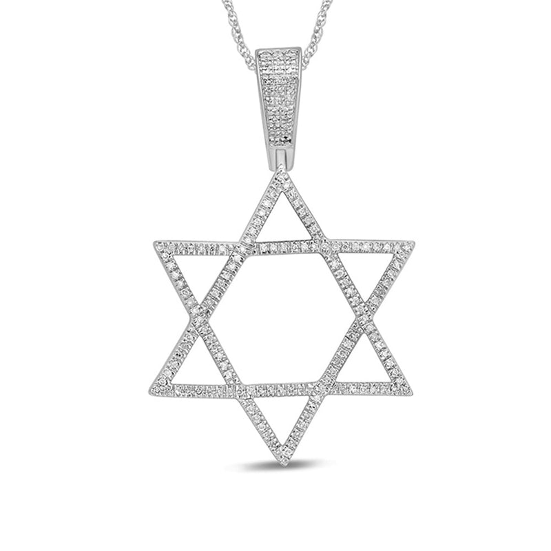 SPECIAL! .24ct G SI 14K White Gold Diamond Star of David Pendant Necklace 18" Long Chain
