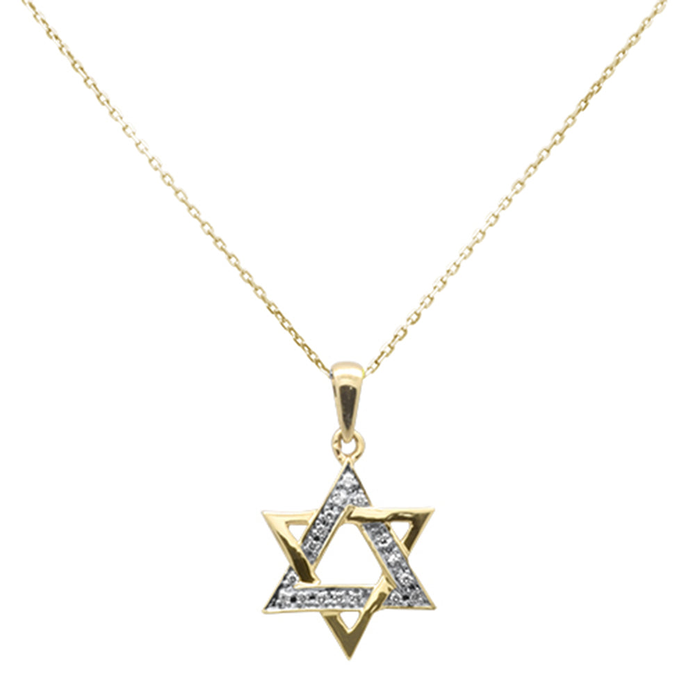 SPECIAL!.12ct G SI 14K Yellow Gold Diamond Star of David Pendant Necklace 18" Long Chain