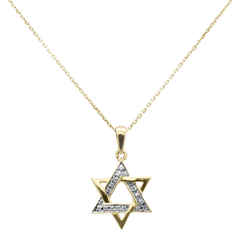 SPECIAL!.12ct G SI 14K Yellow Gold Diamond Star of David Pendant Necklace 18" Long Chain