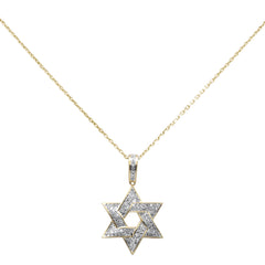 SPECIAL! .26ct G SI 14K Yellow Gold Diamond Star of David Pendant Necklace 18" Long Chain