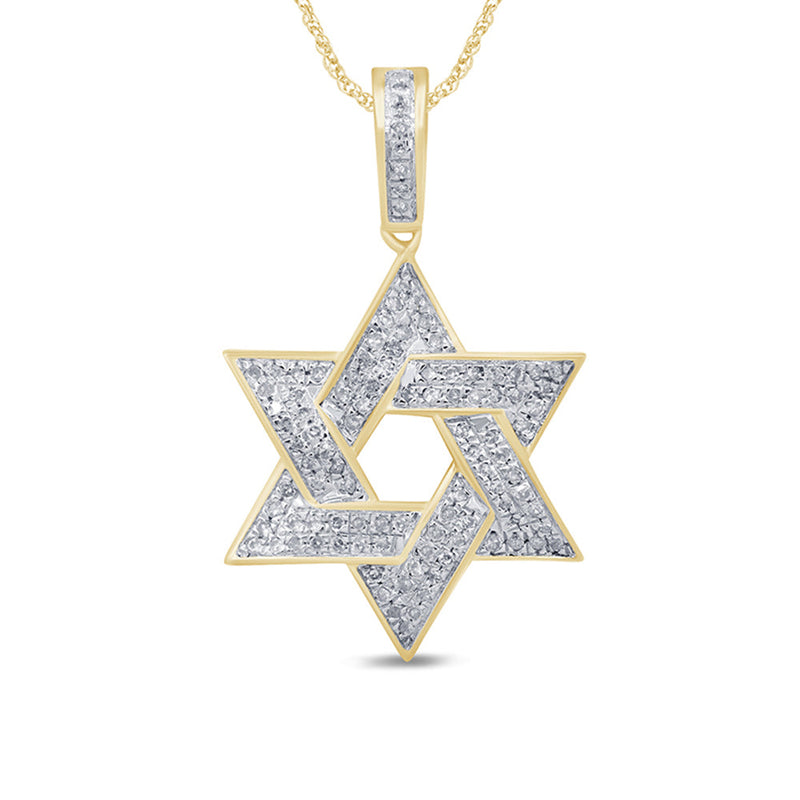 SPECIAL! .26ct G SI 14K Yellow Gold Diamond Star of David Pendant Necklace 18" Long Chain
