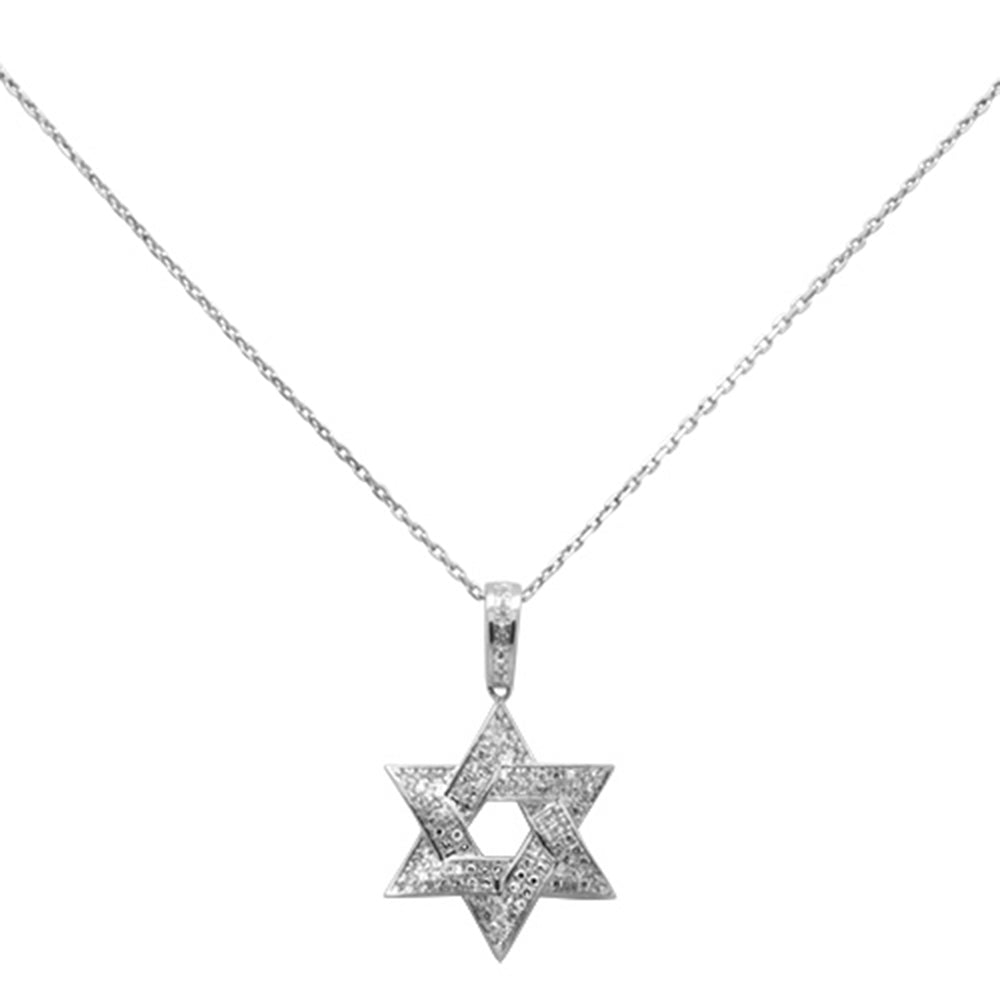 SPECIAL! .26ct G SI 14K White Gold Diamond Star of David Pendant Necklace 18" Long Chain