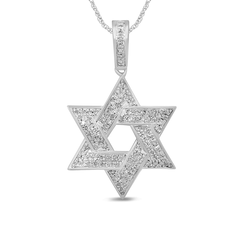 SPECIAL! .26ct G SI 14K White Gold Diamond Star of David Pendant Necklace 18" Long Chain