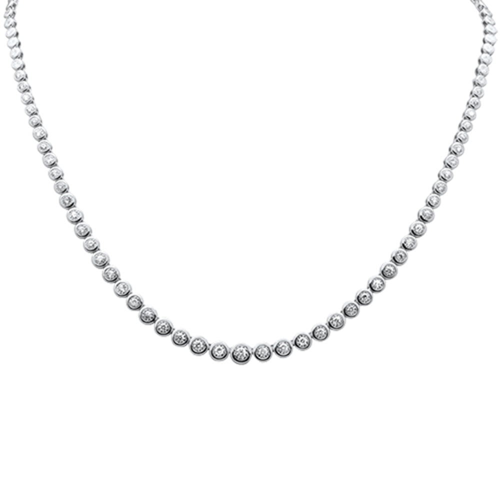SPECIAL!1.44ct G SI 14K White Gold Diamond Miracle Illusion Bezel Set Graduated Pendant Necklace 18" Long
