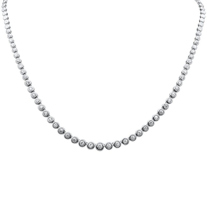 SPECIAL!1.44ct G SI 14K White Gold Diamond Miracle Illusion Bezel Set Graduated Pendant Necklace 18" Long