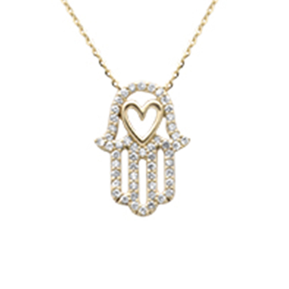 SPECIAL!.33ct G SI 14K Yellow Gold Diamond Evil Eye Pendant Necklace 16+2" Ext