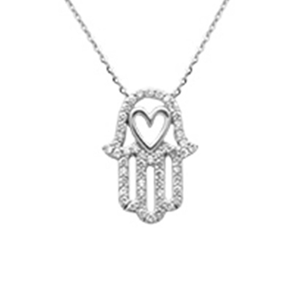 SPECIAL!.27ct G SI 14K White Gold Diamond Evil Eye Pendant Necklace 16+2" Ext
