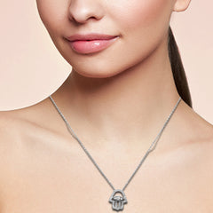 SPECIAL!.26ct G SI 14K White Gold Diamond Evil Eye Pendant Necklace 16+2" Ext