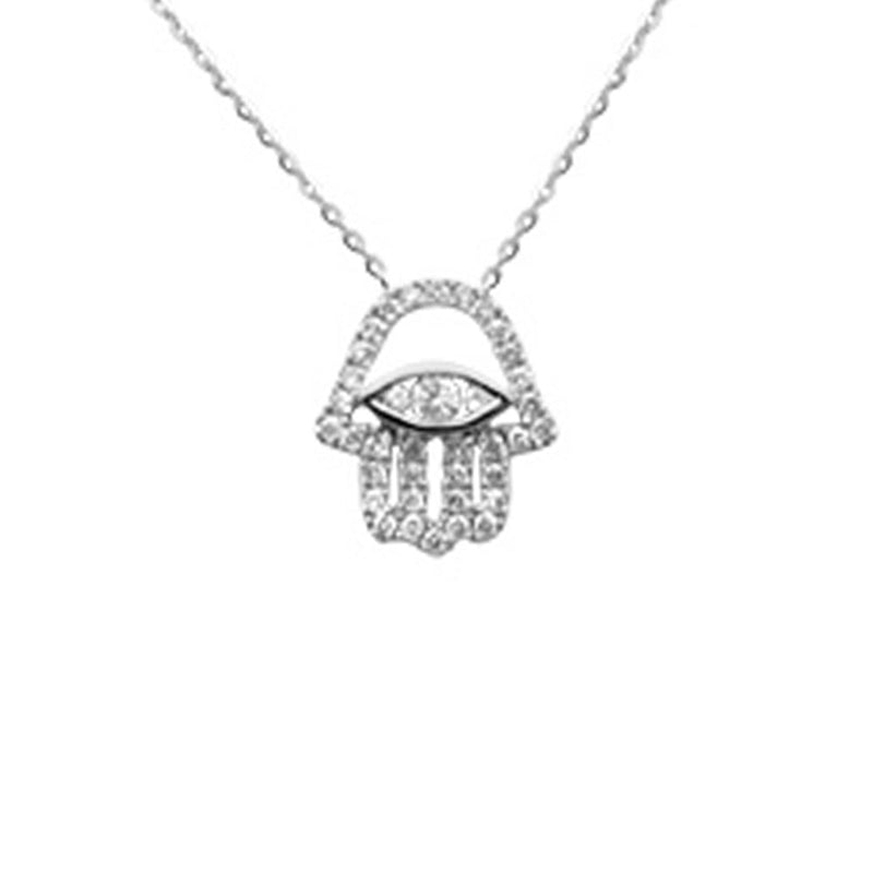 SPECIAL!.26ct G SI 14K White Gold Diamond Evil Eye Pendant Necklace 16+2" Ext
