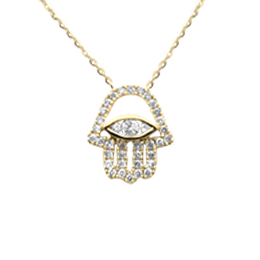 SPECIAL!.26ct G SI 14K Yellow Gold Diamond Evil Eye Pendant Necklace 16+2" Ext