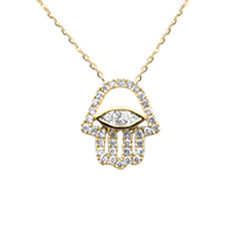 SPECIAL!.26ct G SI 14K Yellow Gold Diamond Evil Eye Pendant Necklace 16+2" Ext