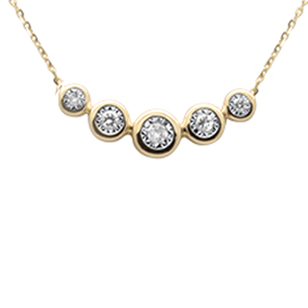 SPECIAL! .13ct G SI 14K Yellow Gold Diamond 5 Stones Pendant Necklace 16+2" Ext