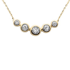 SPECIAL! .13ct G SI 14K Yellow Gold Diamond 5 Stones Pendant Necklace 16+2" Ext