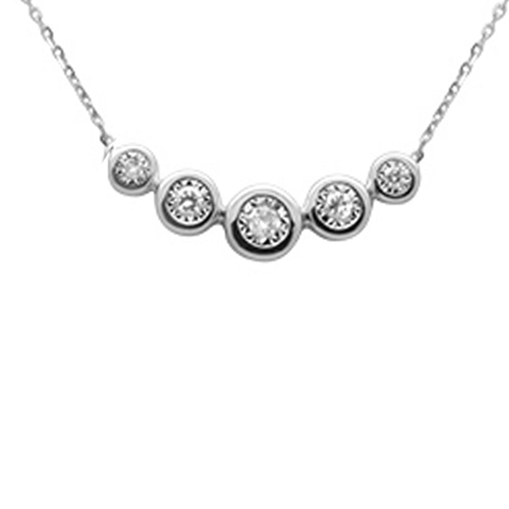 SPECIAL!.14ct G SI 14K White Gold Diamond 5 Stones Pendant Necklace 16+2" Ext