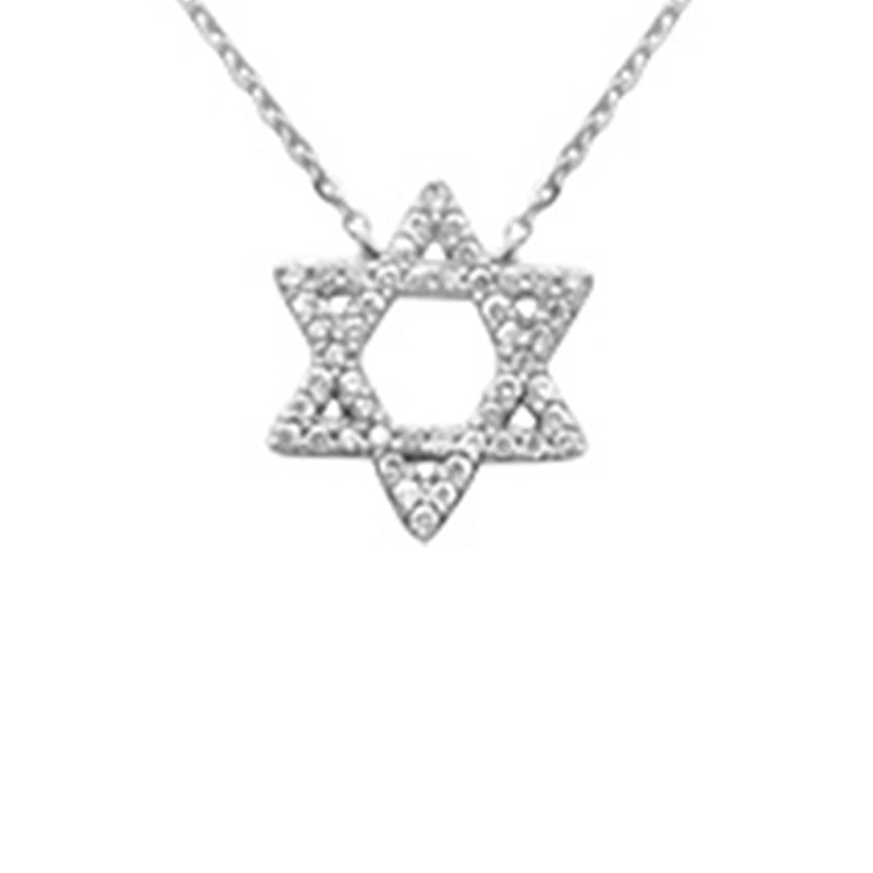 SPECIAL! .13ct G SI 14K White Gold Diamond Star of David Pendant Necklace 16+2" Ext