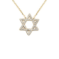 SPECIAL! .13ct G SI 14K Yellow Gold Diamond Star of David Pendant Necklace 16+2" Ext