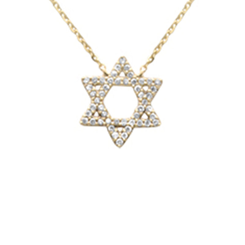 SPECIAL! .13ct G SI 14K Yellow Gold Diamond Star of David Pendant Necklace 16+2" Ext